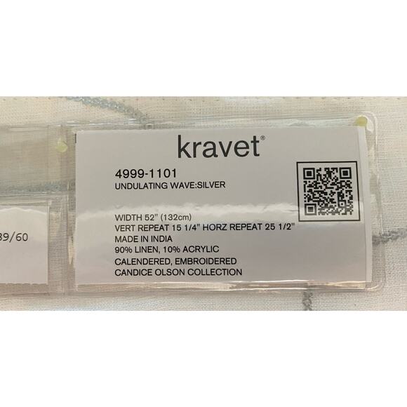 3 Kravet Candice Olson Undulating Wave Linen Blend Sequins Fabric Samples 25"sq. - Picture 4 of 5